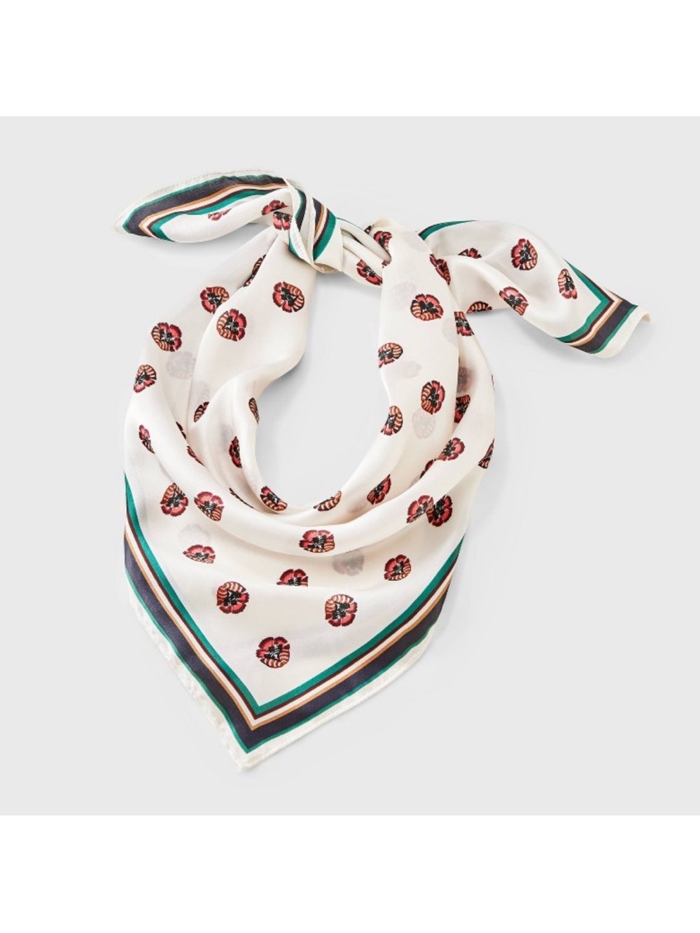 NWOT Cream Flower Polka Dot Pattern Square Scarf